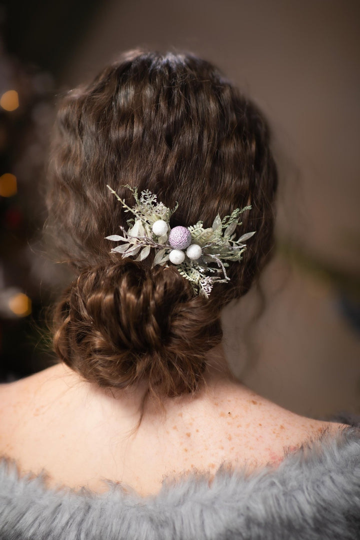 Winter Wedding Hair Comb & Pins: Glam Frozen Design – handmade floral hair accessory by magaela