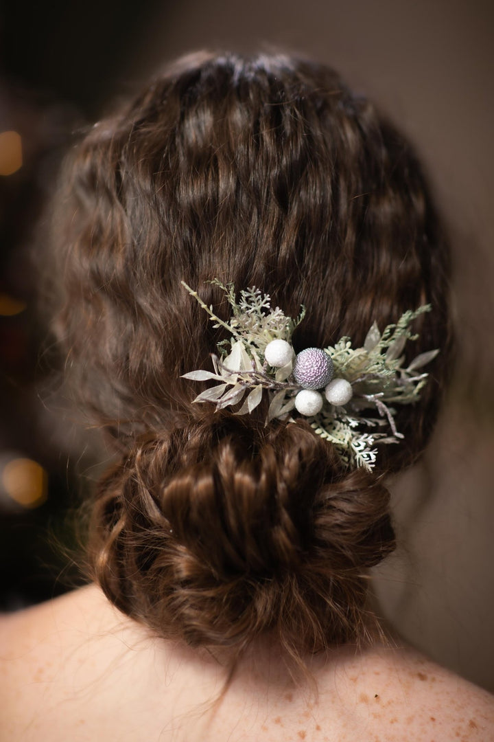 Winter Wedding Hair Comb & Pins: Glam Frozen Design – handmade floral hair accessory by magaela