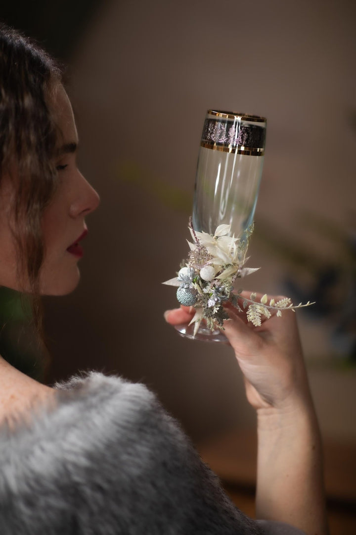 Floral Wedding Glasses Decoration: New Year's Eve Party Decor – handmade floral hair accessory by magaela