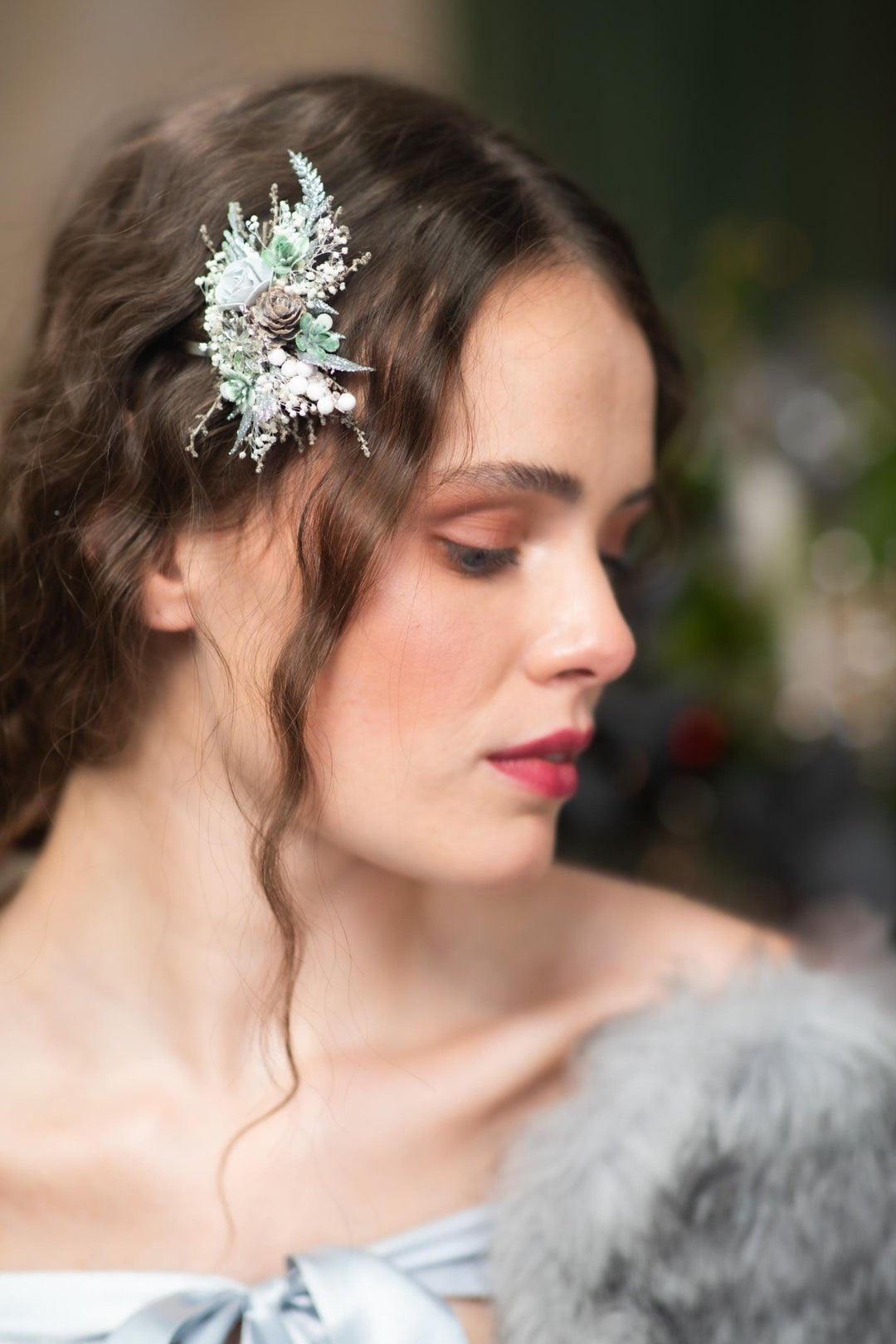 Winter Flower Hair Clip: Pine Cone Christmas Hair Accessory – handmade floral hair accessory by magaela