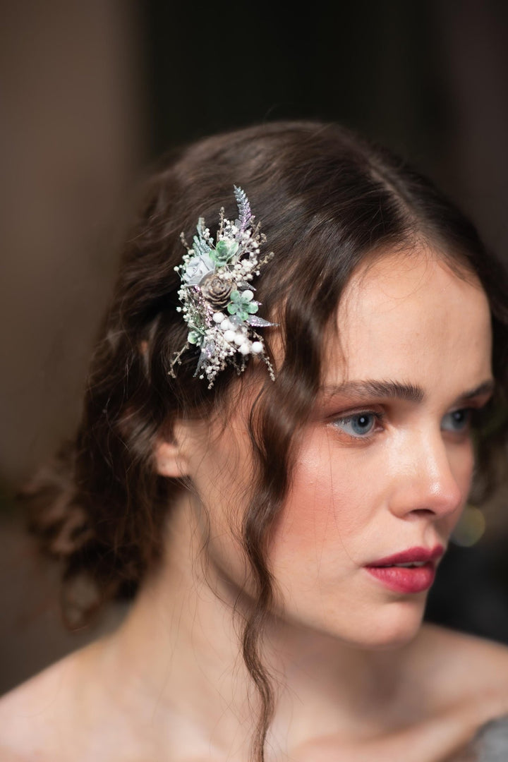 Winter Flower Hair Clip: Pine Cone Christmas Hair Accessory – handmade floral hair accessory by magaela