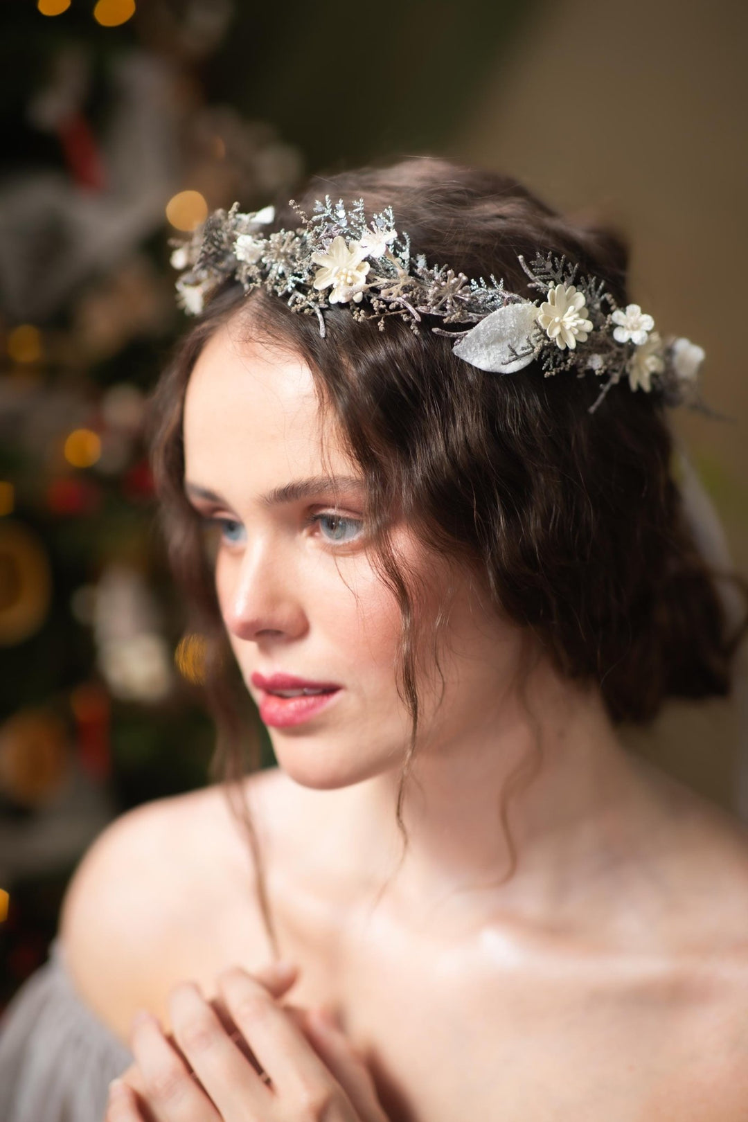 Glam Winter Hair Wreath: New Year's Eve Party Headpiece – handmade floral hair accessory by magaela