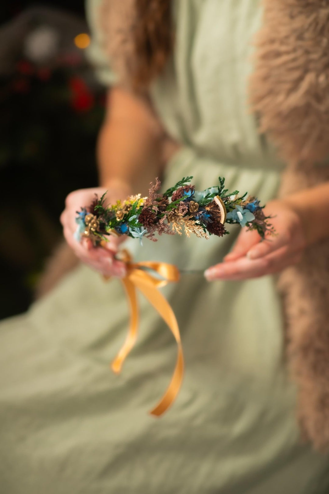 Winter Woodland Hair Wreath: Christmas Wedding Headpiece – handmade floral hair accessory by magaela