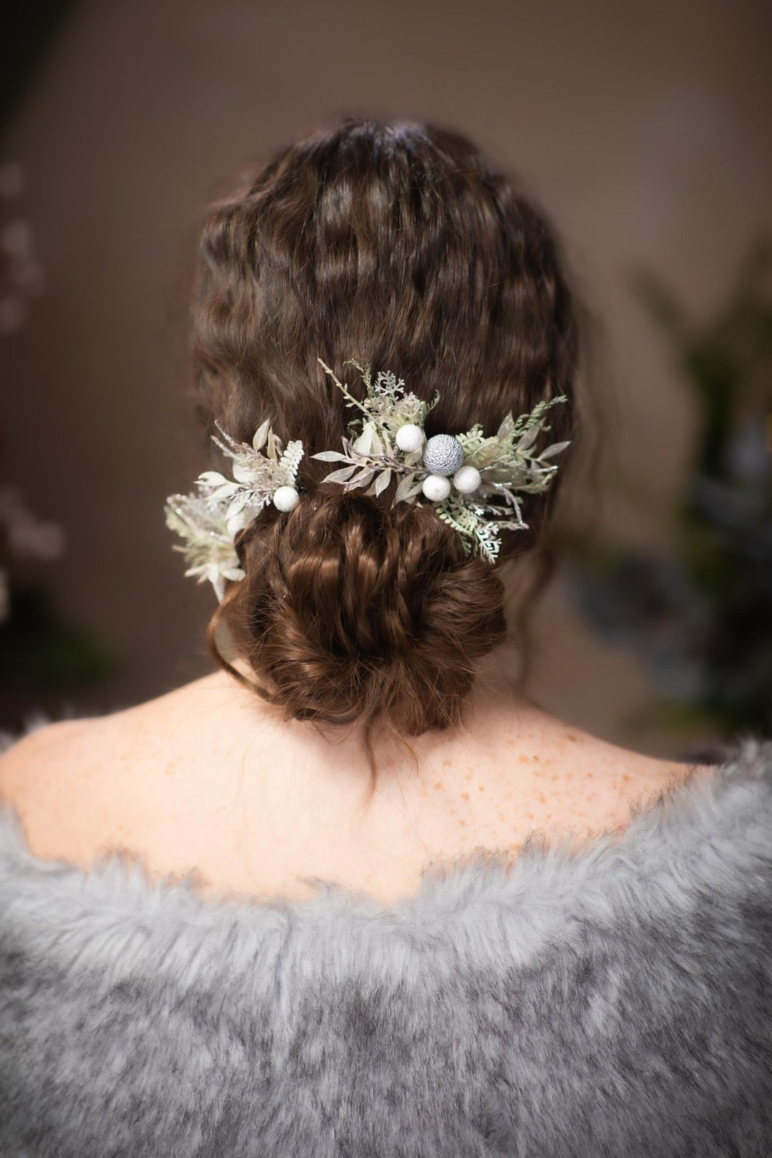 Winter Wedding Hair Comb & Pins: Glam Frozen Design – handmade floral hair accessory by magaela
