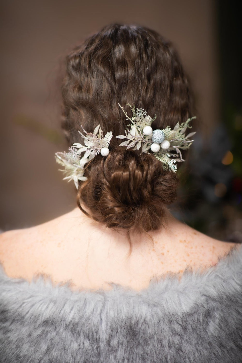 Winter Wedding Hair Comb & Pins: Glam Frozen Design – handmade floral hair accessory by magaela