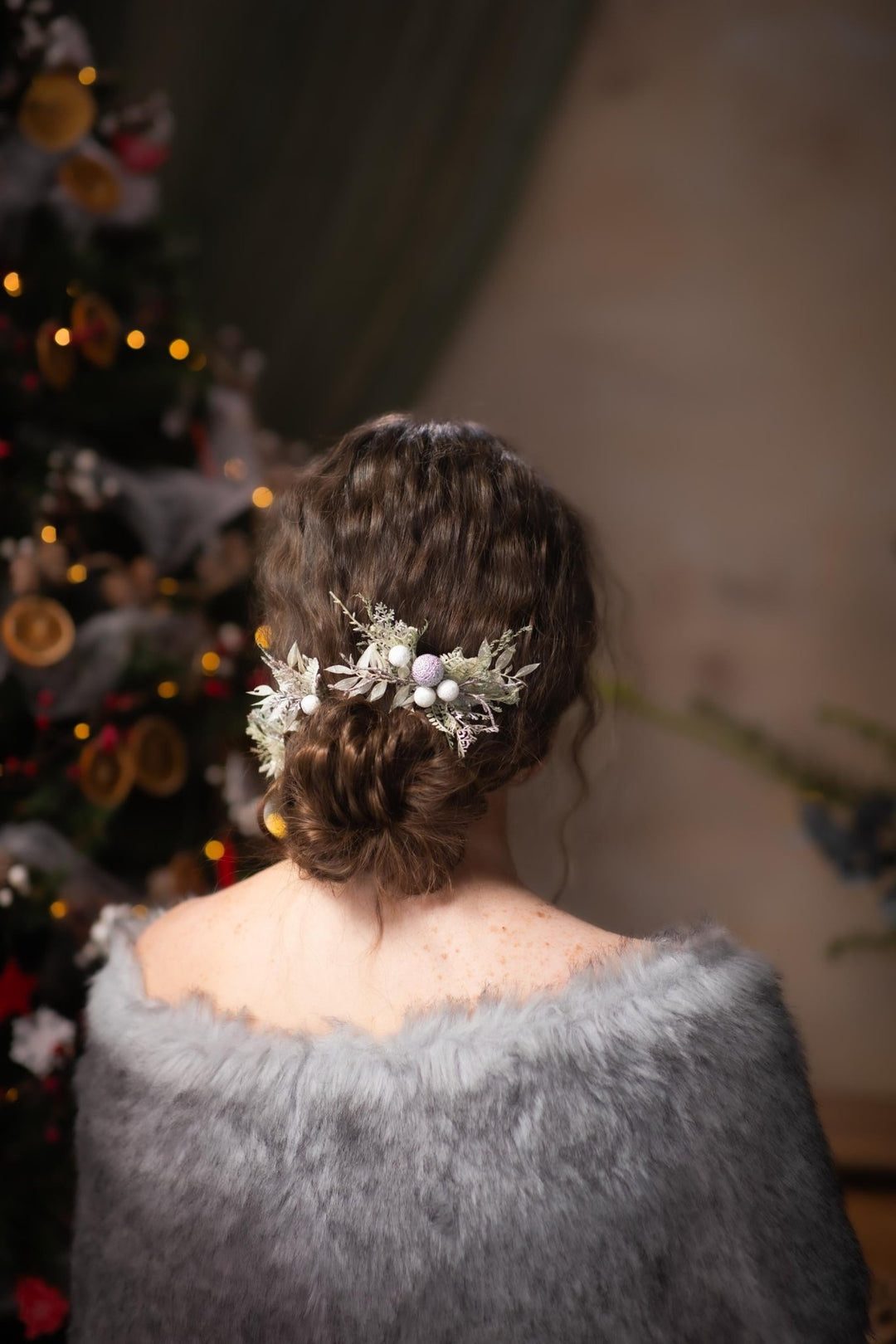 Winter Wedding Hair Comb & Pins: Glam Frozen Design – handmade floral hair accessory by magaela