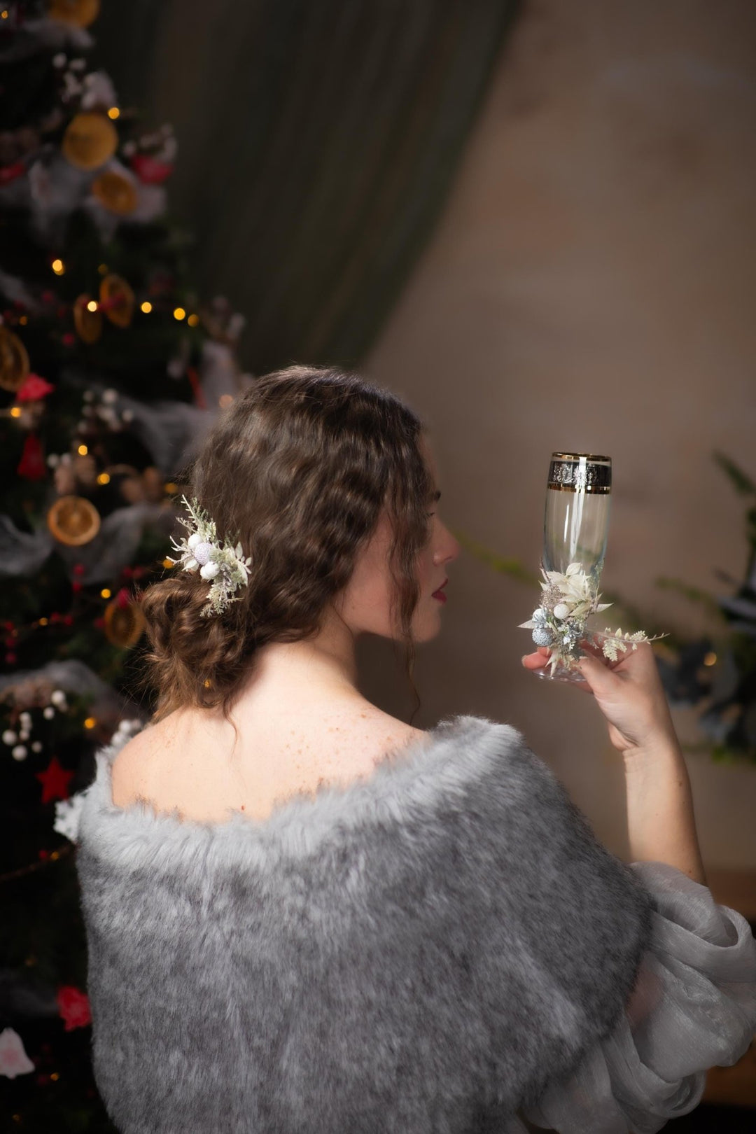 Floral Wedding Glasses Decoration: New Year's Eve Party Decor – handmade floral hair accessory by magaela