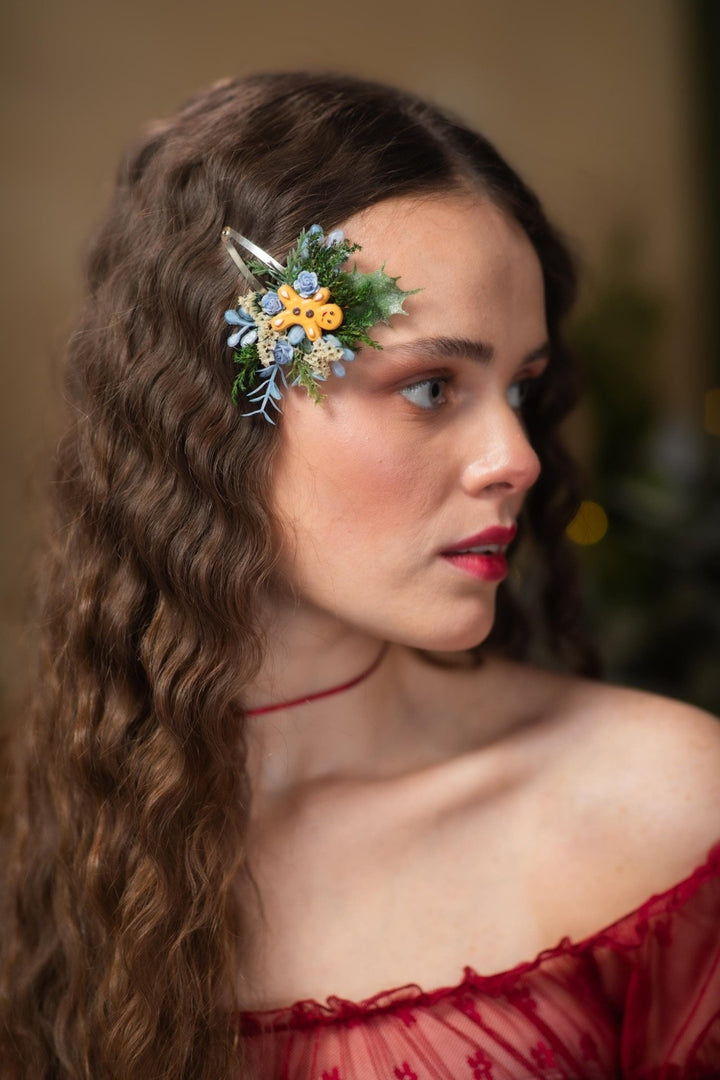 Gingerbread Flower Christmas Hair Clip: Holiday Bridal Accessory – handmade floral hair accessory by magaela