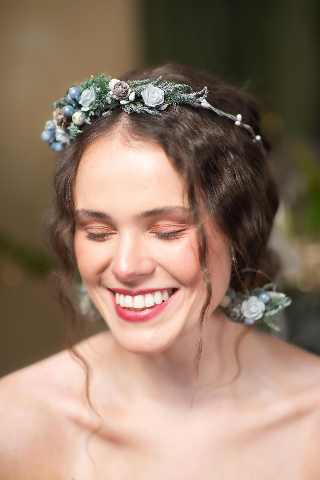 Winter Flower Circle Earrings: Woodland Wedding Accessories – handmade floral hair accessory by magaela