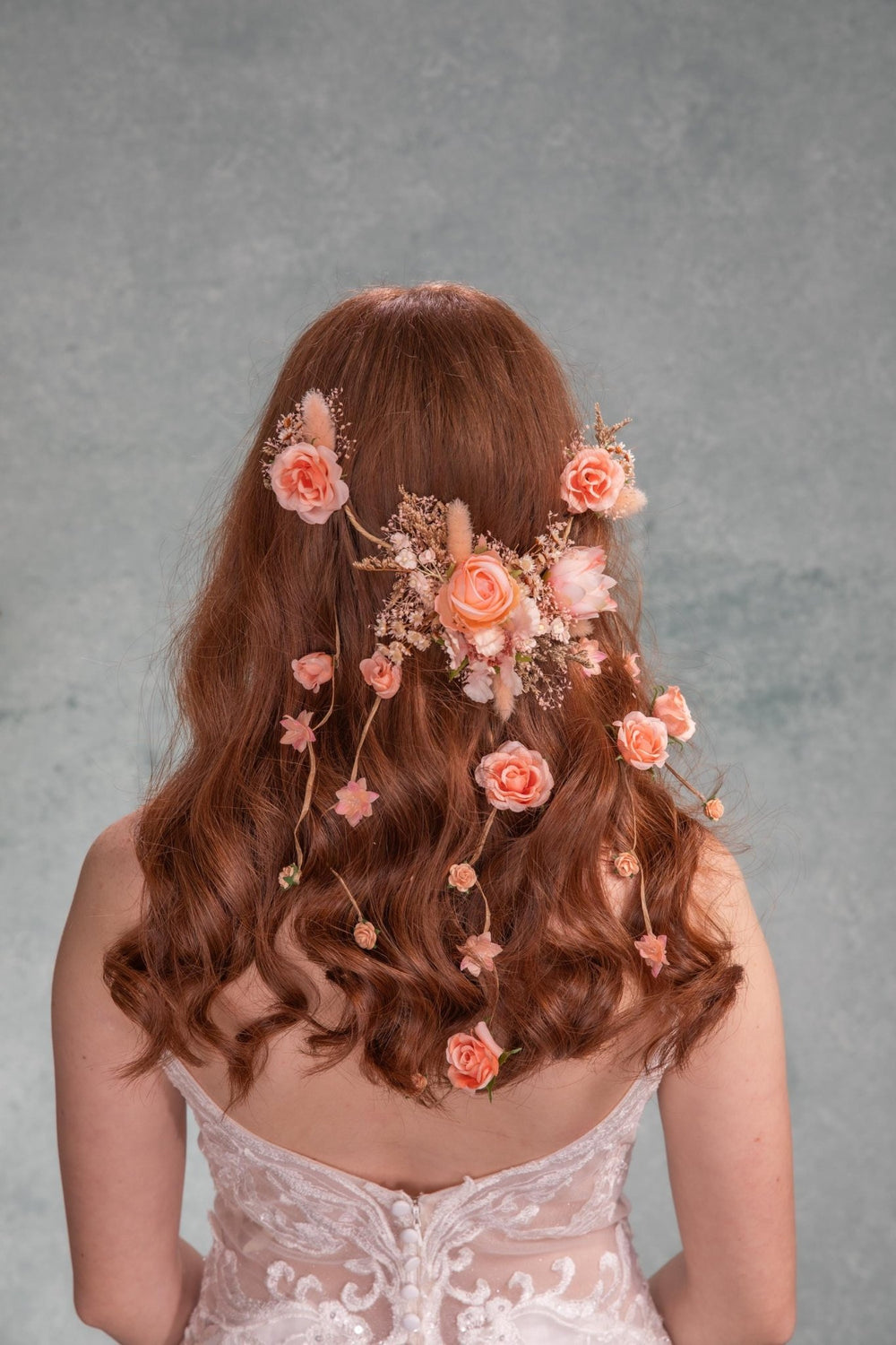 Blush Orange Flower Bridal Hair Vine: Wedding Hair Accessories – handmade floral hair accessory by magaela