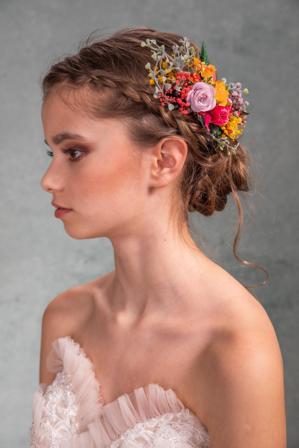 Colorful Floral Hair Comb: Boho Bridal Wedding Accessory – handmade floral hair accessory by magaela