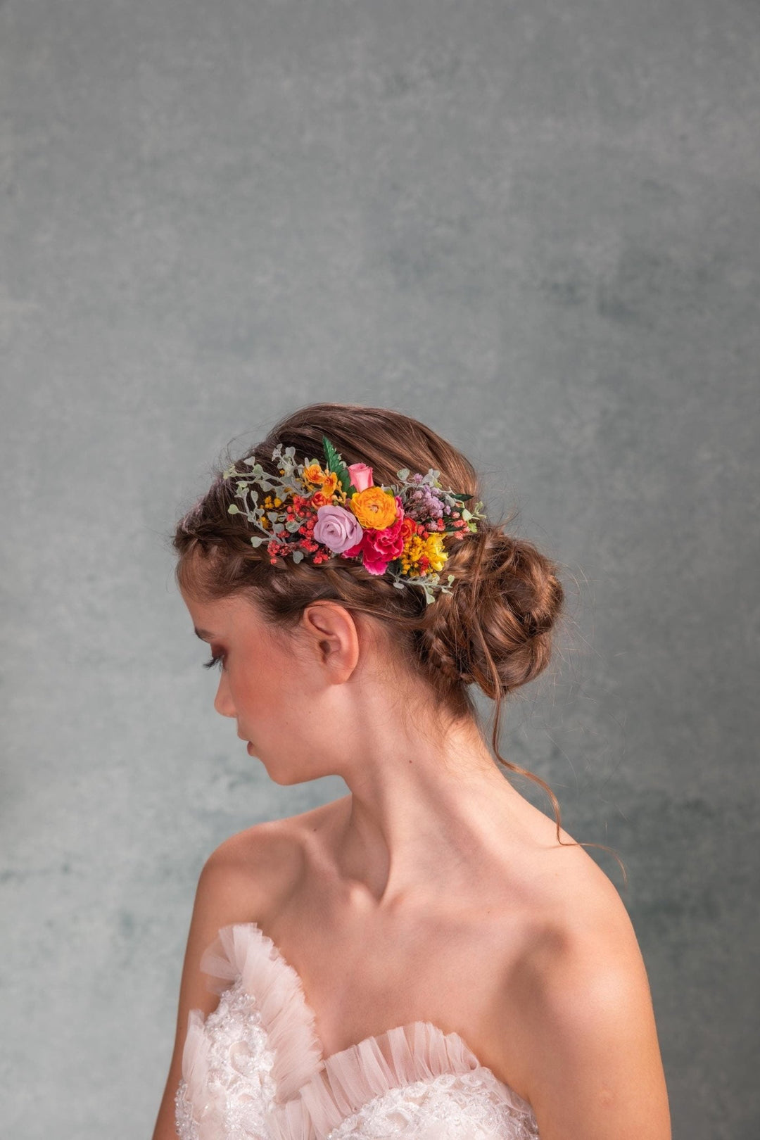 Colorful Floral Hair Comb: Boho Bridal Wedding Accessory – handmade floral hair accessory by magaela