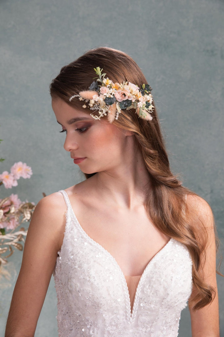 Pale Pink Flower Hair Comb: Bridal Hair Accessories – handmade floral hair accessory by magaela