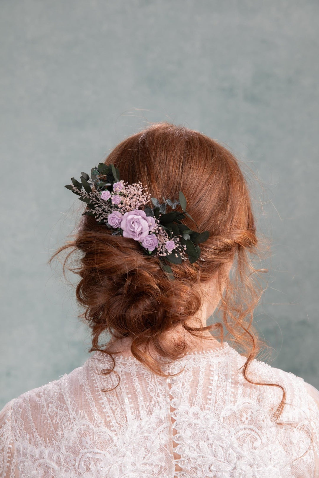 Purple Rose Hair Comb: Romantic Wedding Bridal Hairpiece – handmade floral hair accessory by magaela