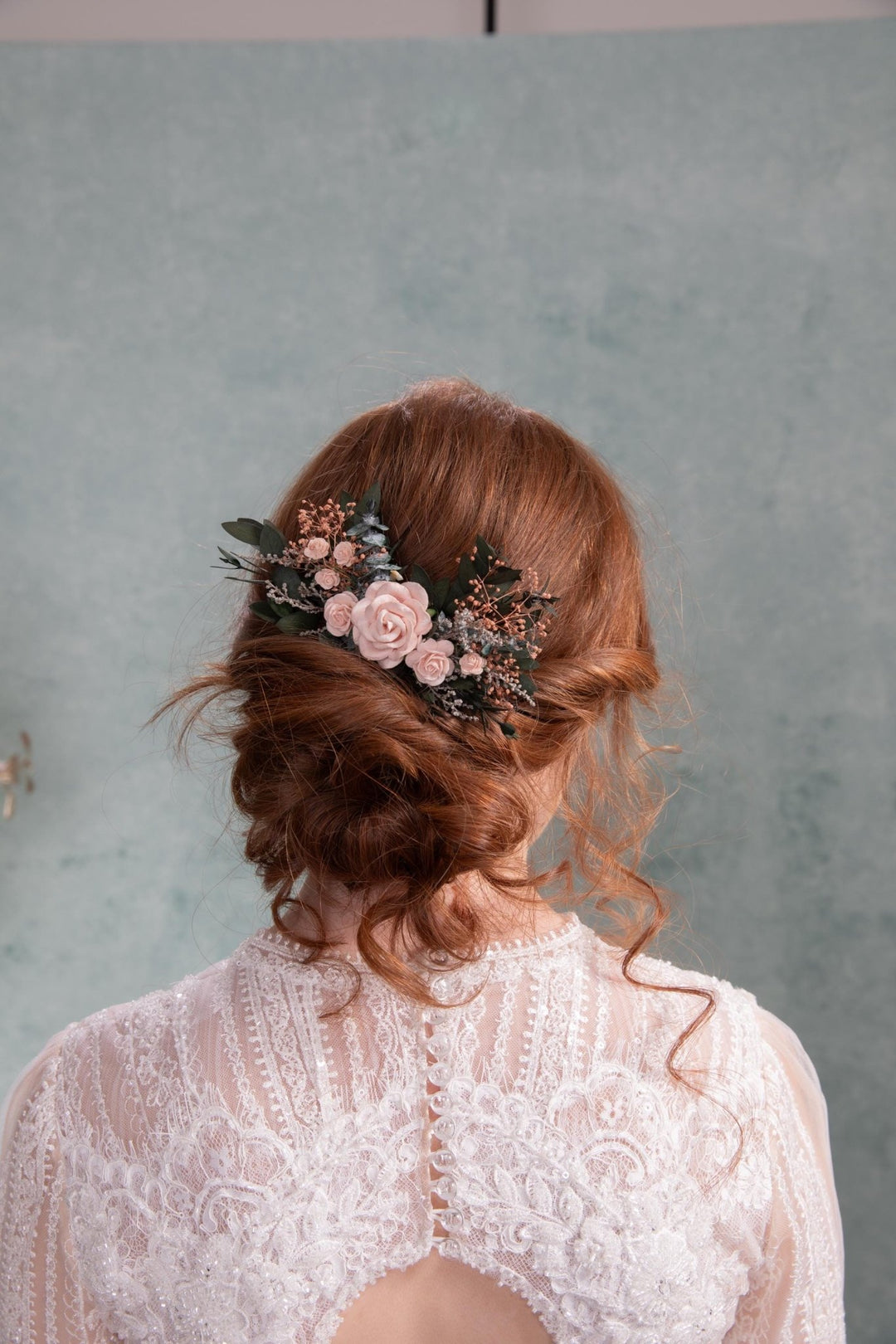 Peach Rose Hair Comb: Romantic Bridal Flower Hairpiece – handmade floral hair accessory by magaela