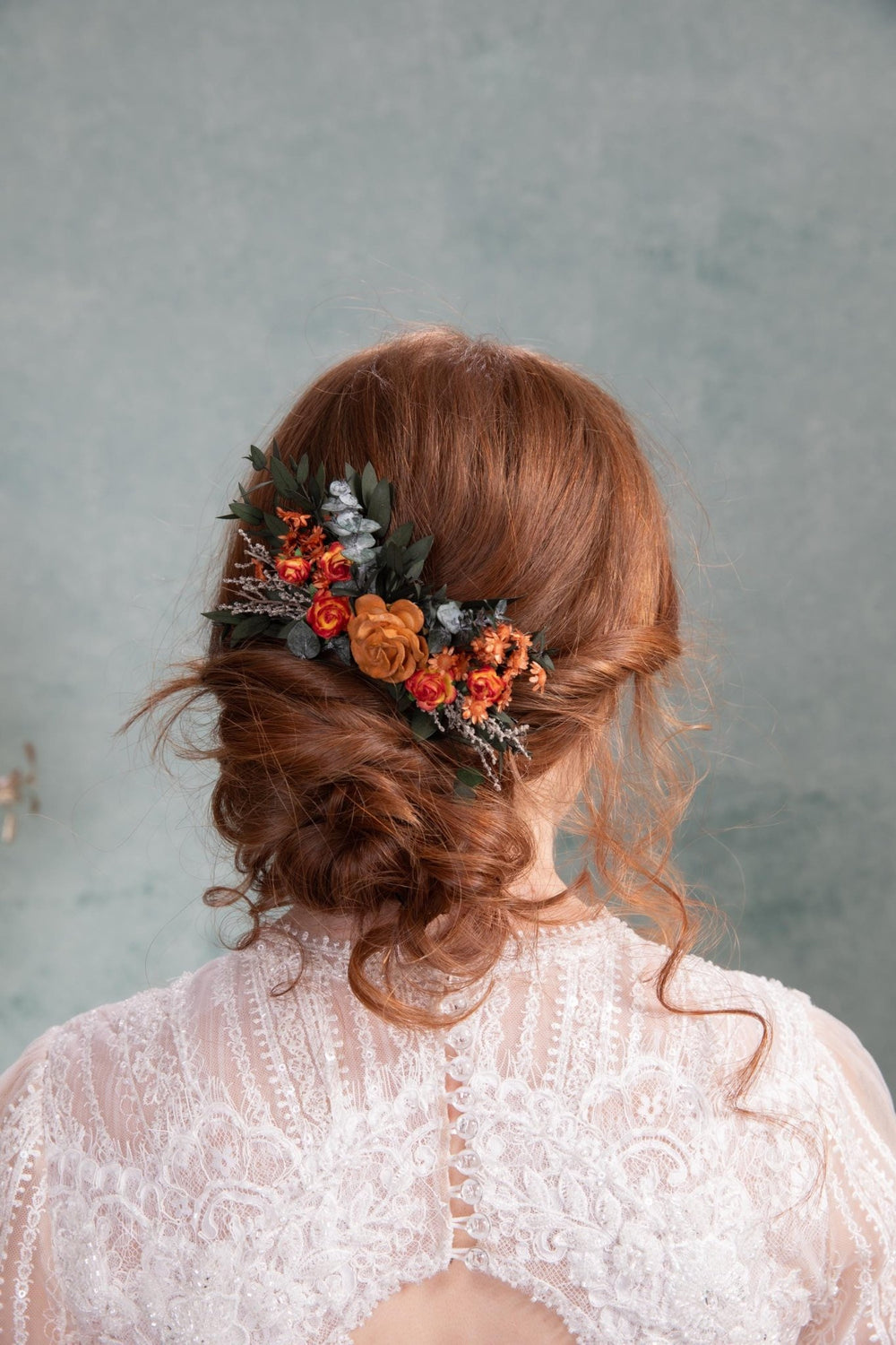 Terracotta Rose Hair Comb: Romantic Boho Autumn Wedding Hair Accessory – handmade floral hair accessory by magaela