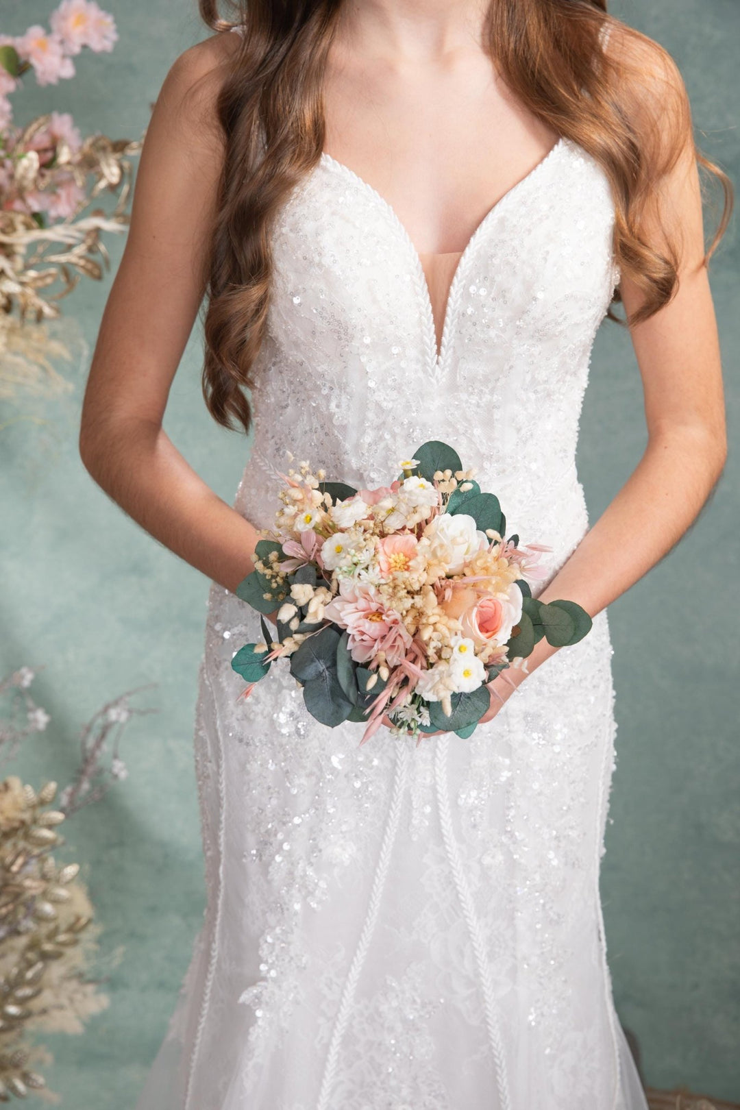 Blush Ivory Wedding Bouquet: Small Bridesmaid Bouquet, Artificial Flowers – handmade floral hair accessory by magaela