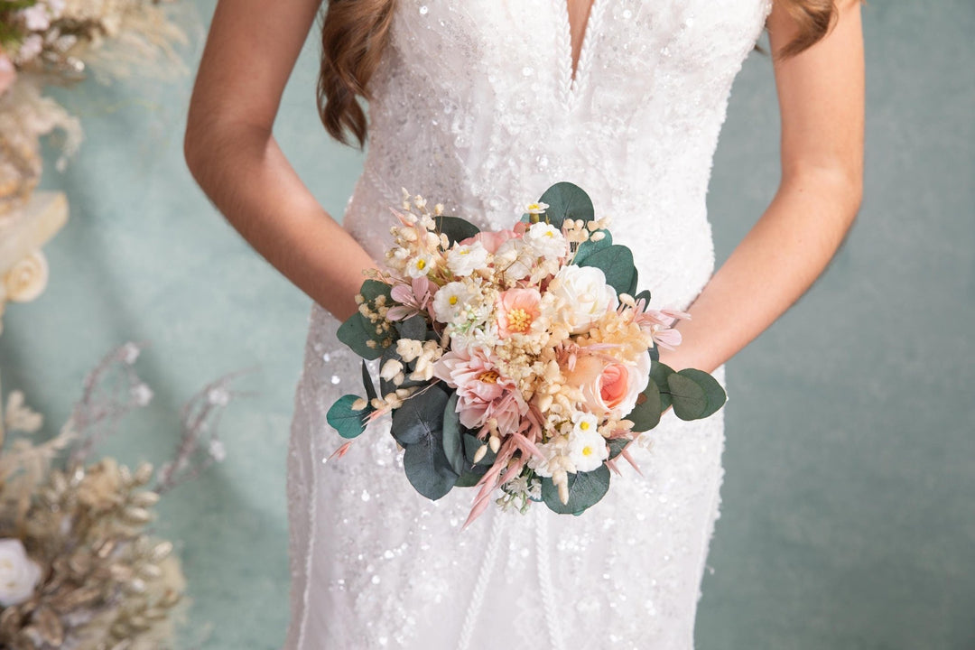 Blush Ivory Wedding Bouquet: Small Bridesmaid Bouquet, Artificial Flowers – handmade floral hair accessory by magaela