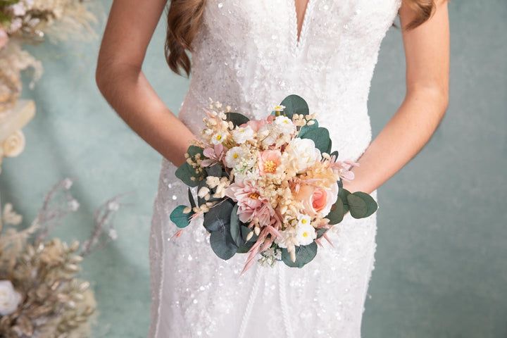 Blush Ivory Wedding Bouquet: Small Bridesmaid Bouquet, Artificial Flowers – handmade floral hair accessory by magaela