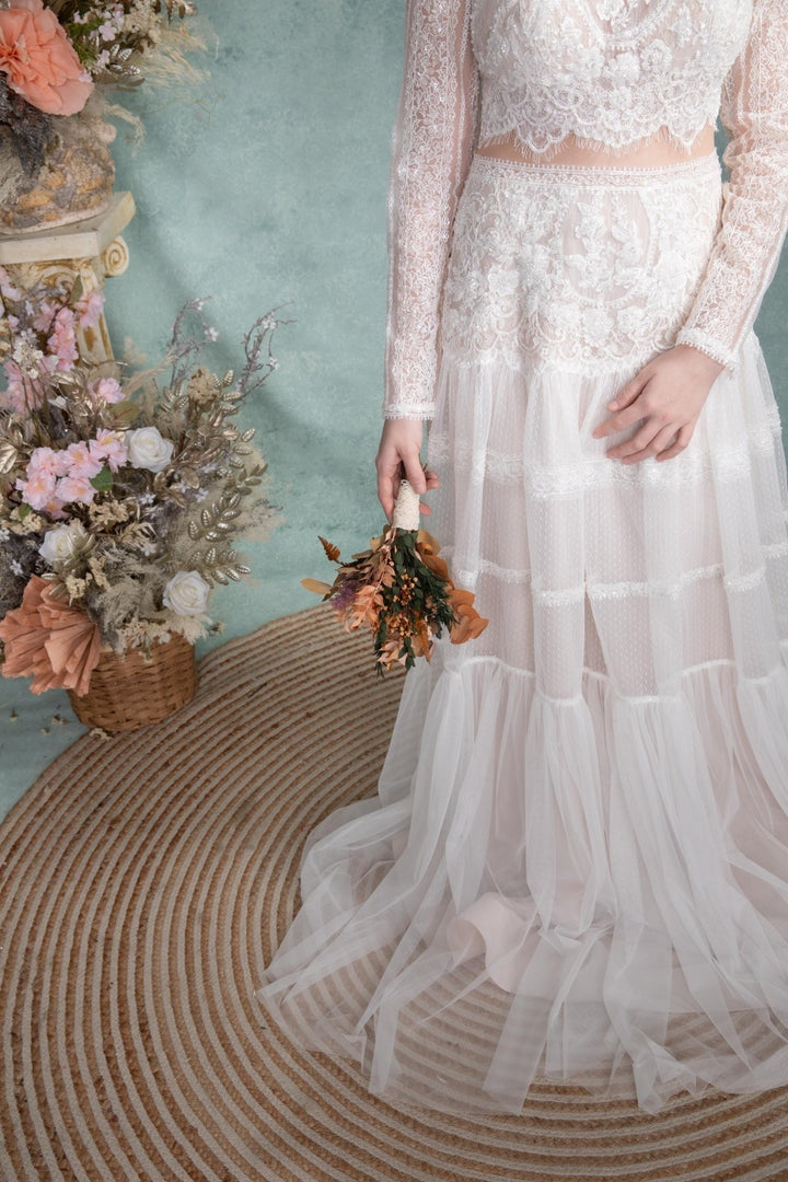 Rustic Autumn Bridal Bouquet: Mocha Orange Eucalyptus Bridesmaids Bouquet – handmade floral hair accessory by magaela