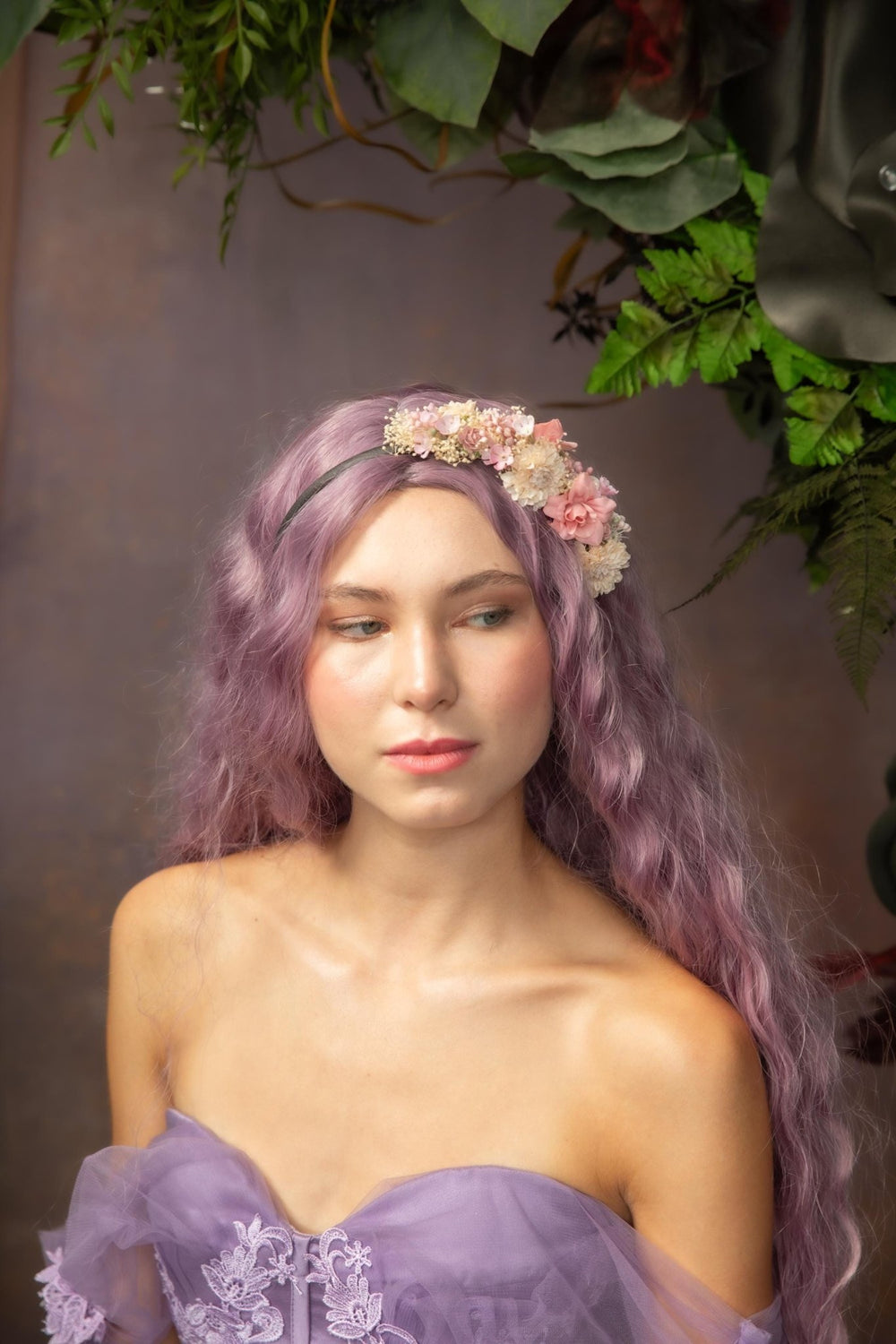 Romantic Pink Cream Flower Headband: Bridal Cottagecore Headpiece – handmade floral hair accessory by magaela