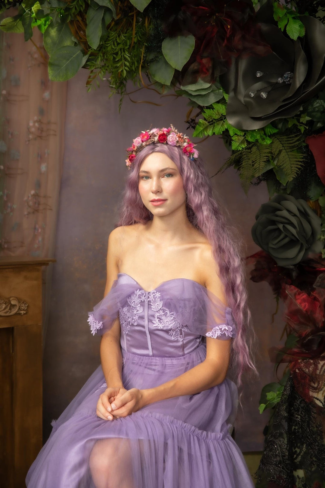 Raspberry Flower Headband: Magenta Bridal Headpiece – handmade floral hair accessory by magaela