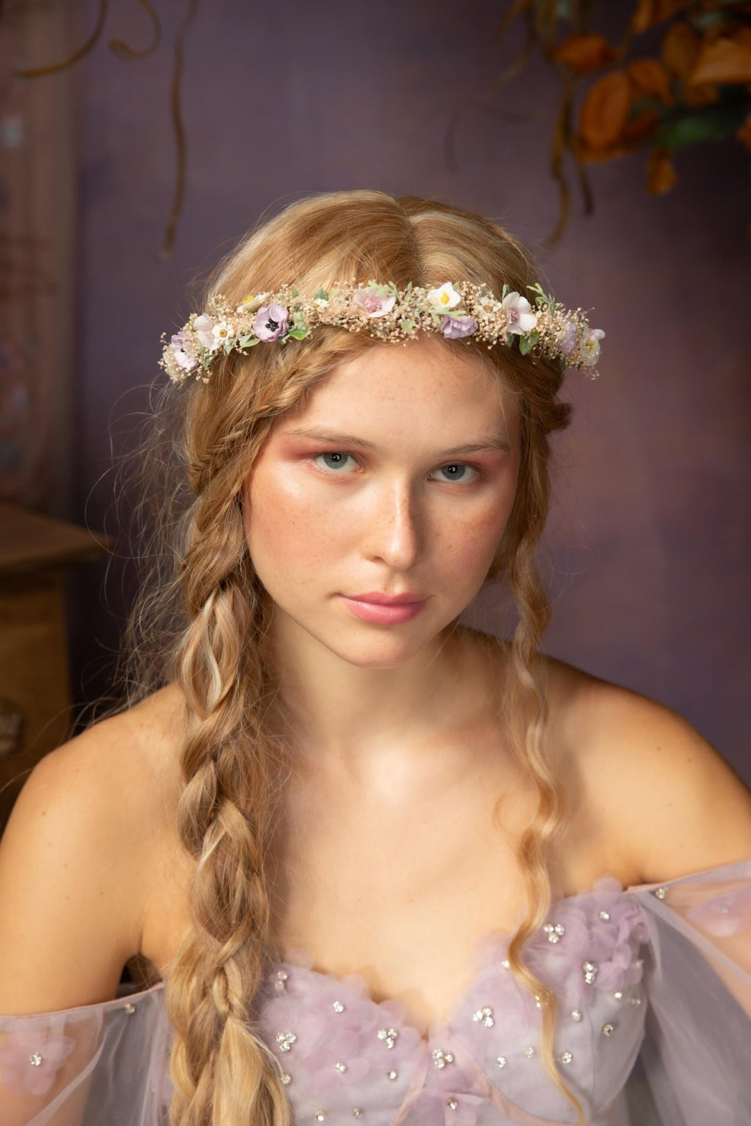 Pastel Flower Hair Crown: Romantic Bridal Headpiece – handmade floral hair accessory by magaela