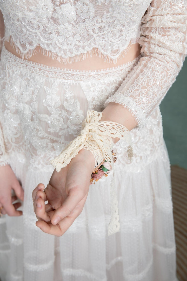 Blush Flower Bracelet or Belt: Wedding Corsage, Bridesmaid Jewelry – handmade floral hair accessory by magaela