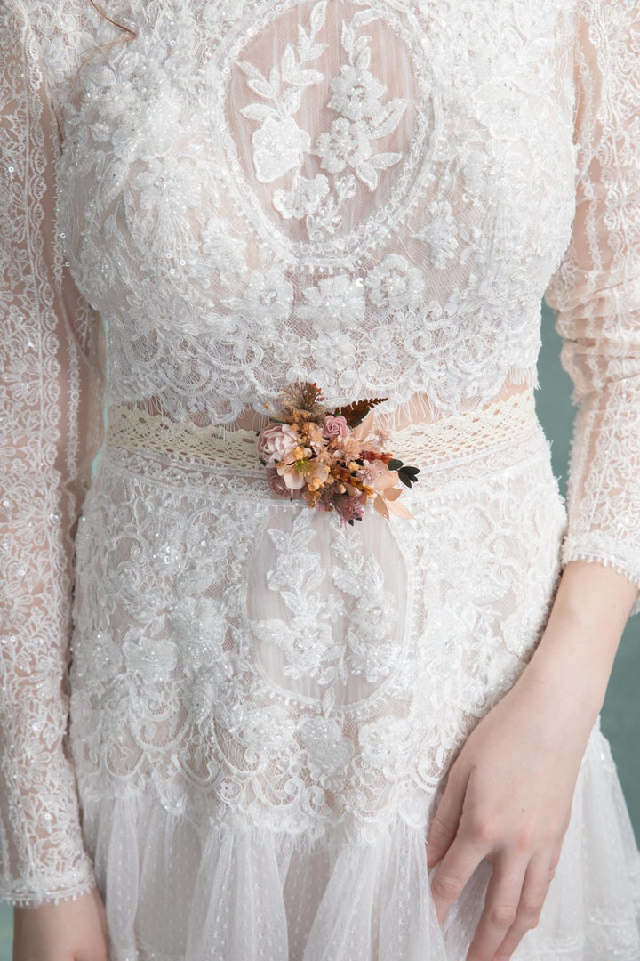 Blush Flower Bracelet or Belt: Wedding Corsage, Bridesmaid Jewelry – handmade floral hair accessory by magaela