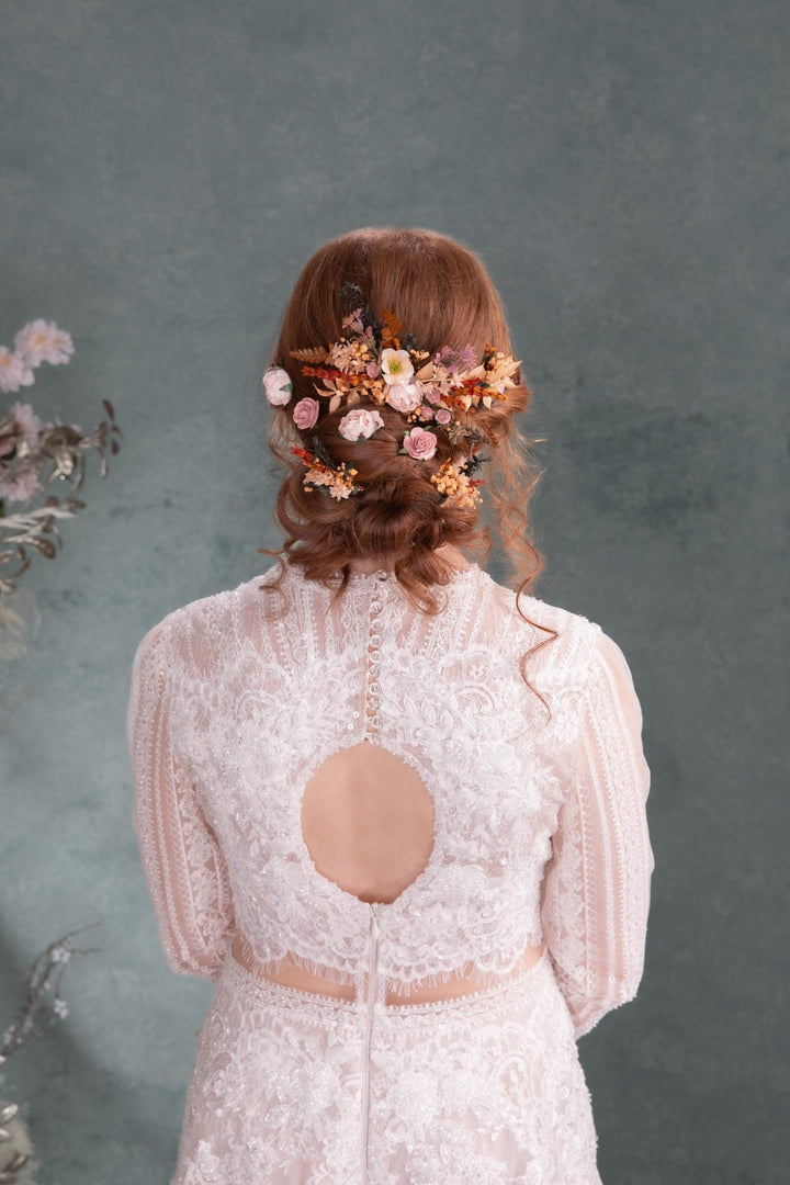 Blush Wedding Hair Pins: Romantic Flower Bridal Hairpiece – handmade floral hair accessory by magaela