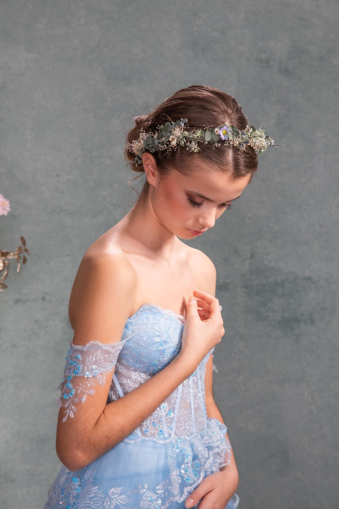 Daisy Eucalyptus Flower Wreath: Bridal Hair Accessory, Romantic Wedding – handmade floral hair accessory by magaela