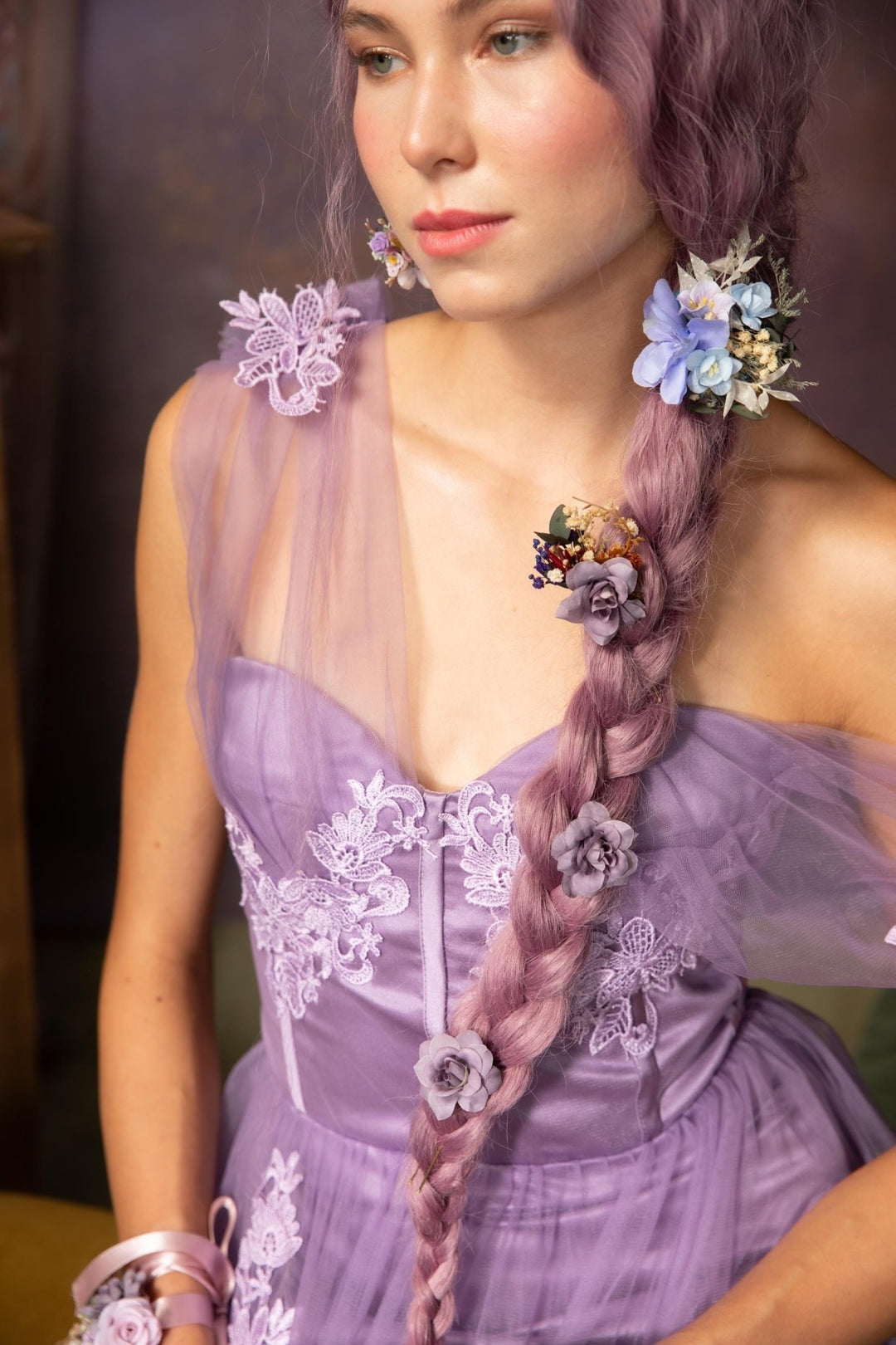 Blue Flower Hair Tie: Romantic Floral Hair Bobble – handmade floral hair accessory by magaela