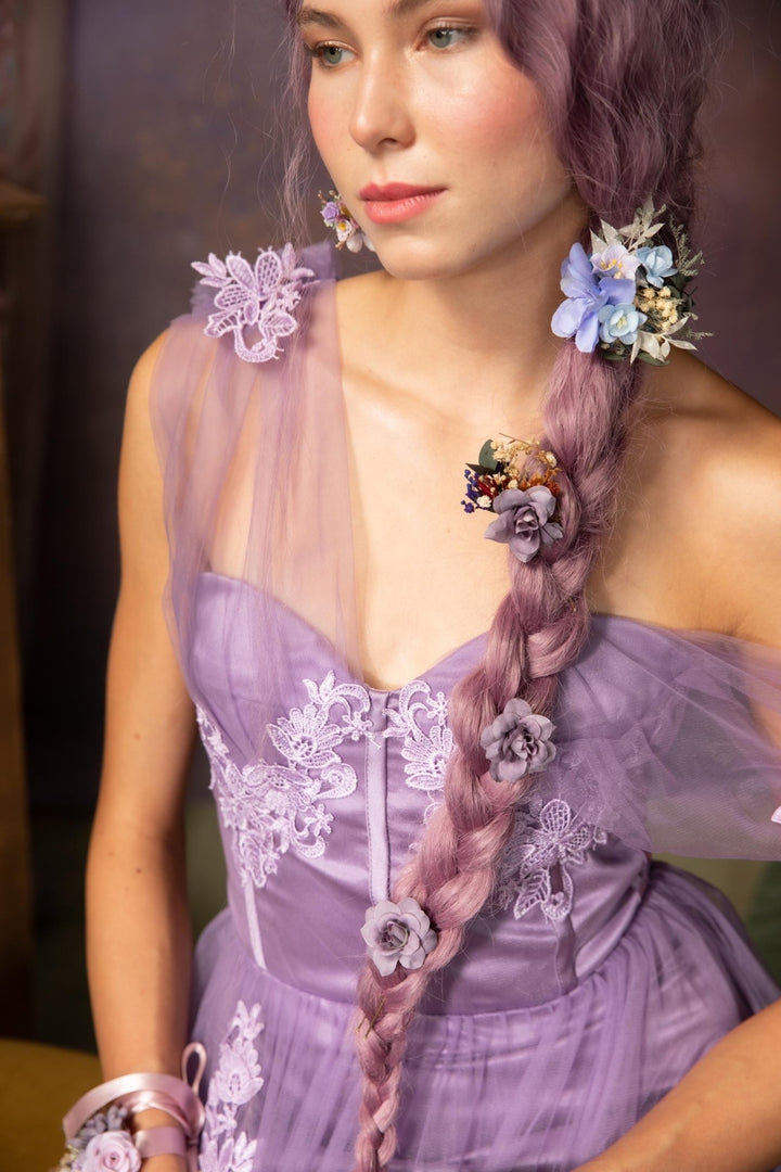 Blue Flower Hair Tie: Romantic Floral Hair Bobble – handmade floral hair accessory by magaela