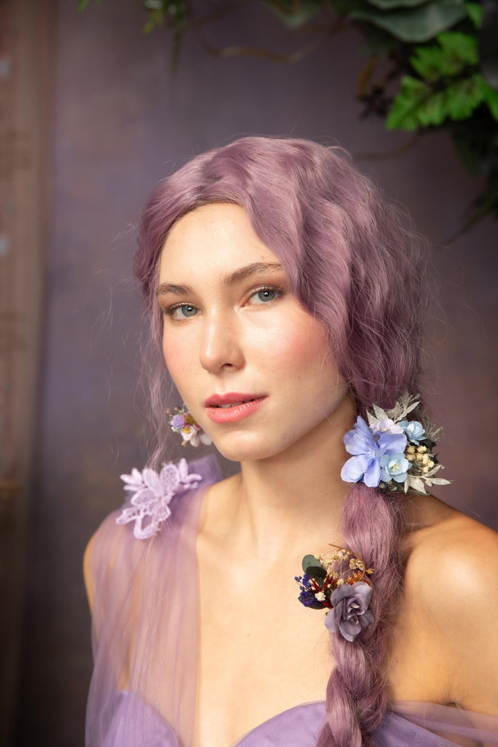 Blue Flower Hair Tie: Romantic Floral Hair Bobble – handmade floral hair accessory by magaela