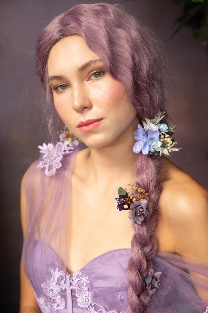 Blue Flower Hair Tie: Romantic Floral Hair Bobble – handmade floral hair accessory by magaela