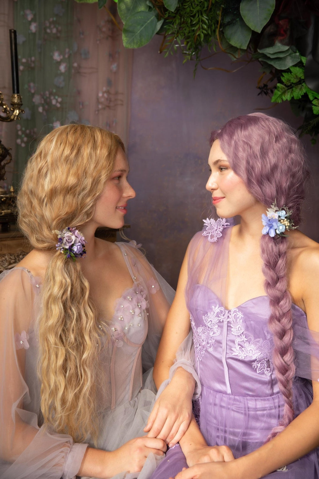 Purple Flower Hair Tie: Romantic Violet Floral Hair Bobble – handmade floral hair accessory by magaela