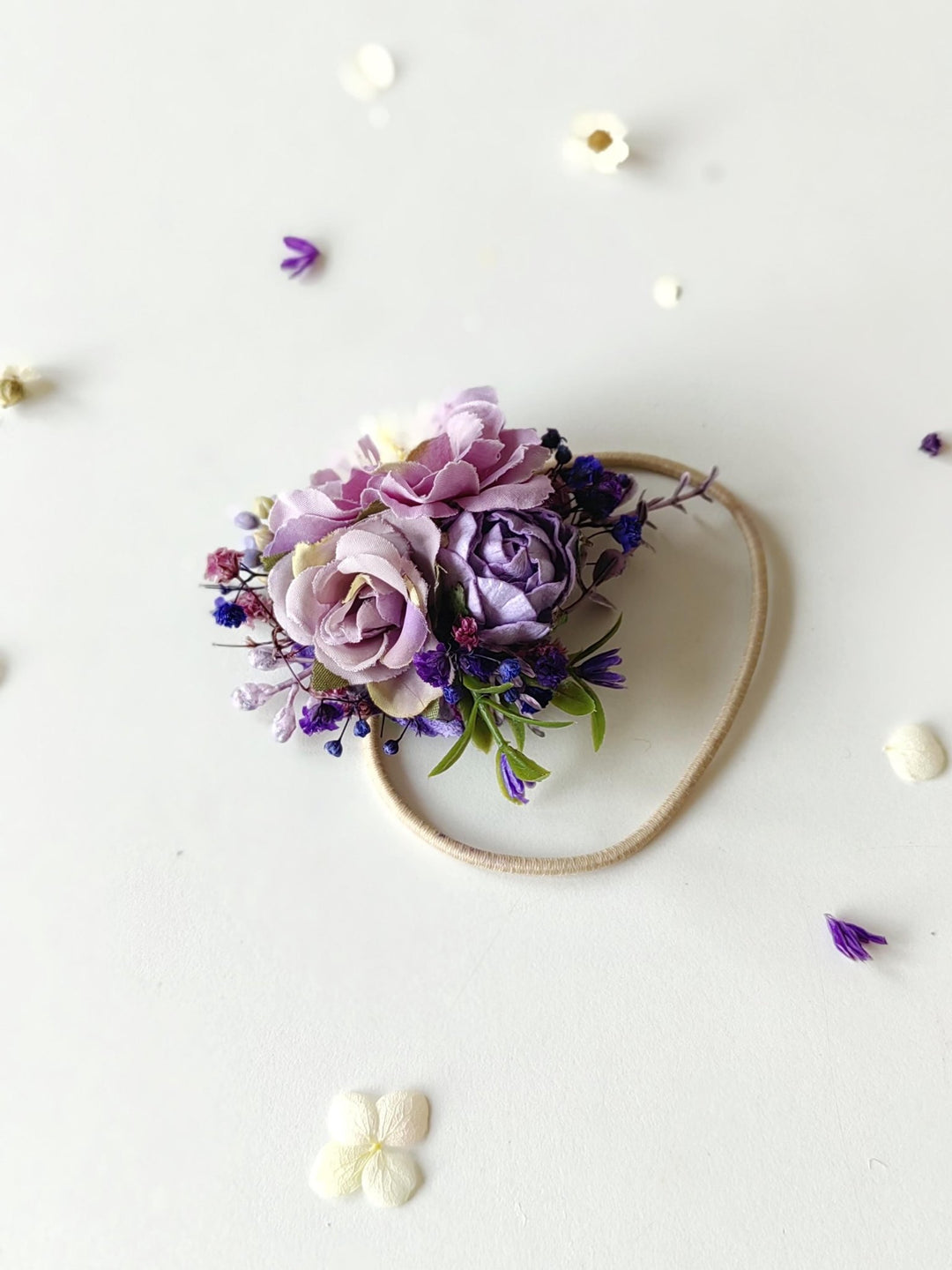 Purple Flower Hair Tie: Romantic Violet Floral Hair Bobble – handmade floral hair accessory by magaela