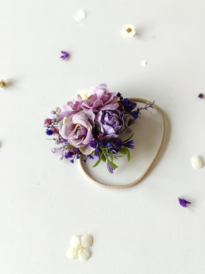 Purple Flower Hair Tie: Romantic Violet Floral Hair Bobble – handmade floral hair accessory by magaela
