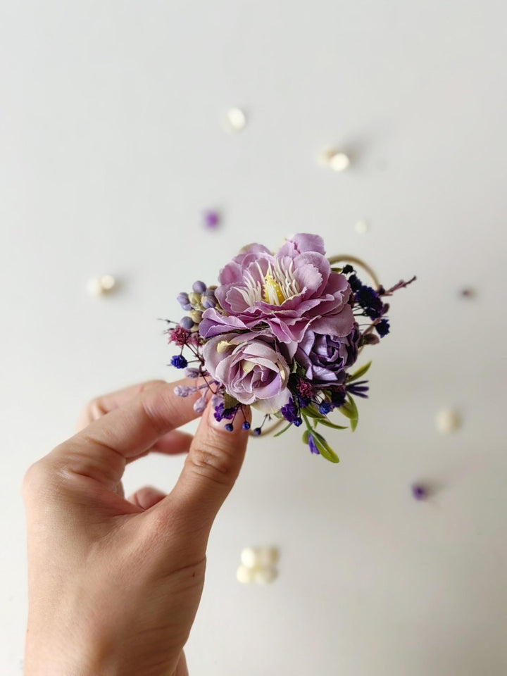 Purple Flower Hair Tie: Romantic Violet Floral Hair Bobble – handmade floral hair accessory by magaela