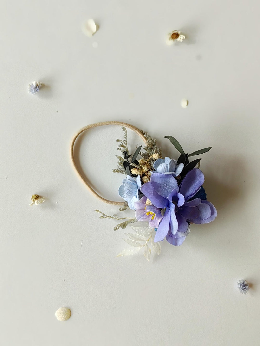 Blue Flower Hair Tie: Romantic Floral Hair Bobble – handmade floral hair accessory by magaela