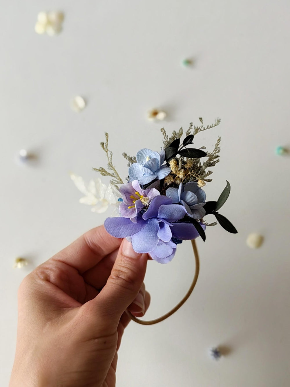 Blue Flower Hair Tie: Romantic Floral Hair Bobble – handmade floral hair accessory by magaela