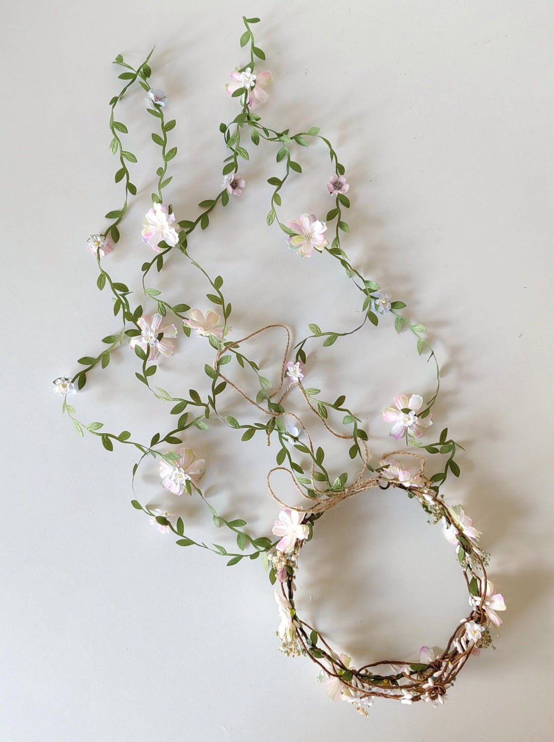 Pearlescent Flower Hair Wreath with Veil: Bridal Fairy Crown – handmade floral hair accessory by magaela