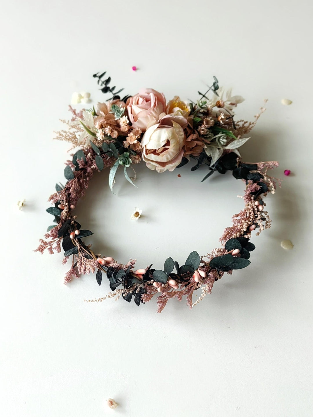 Blush Flower Wedding Hair Wreath and Comb: Boho Bridal Hair Accessories – handmade floral hair accessory by magaela