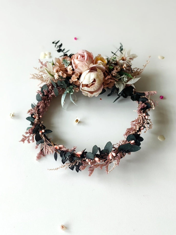 Blush Flower Wedding Hair Wreath and Comb: Boho Bridal Hair Accessories – handmade floral hair accessory by magaela