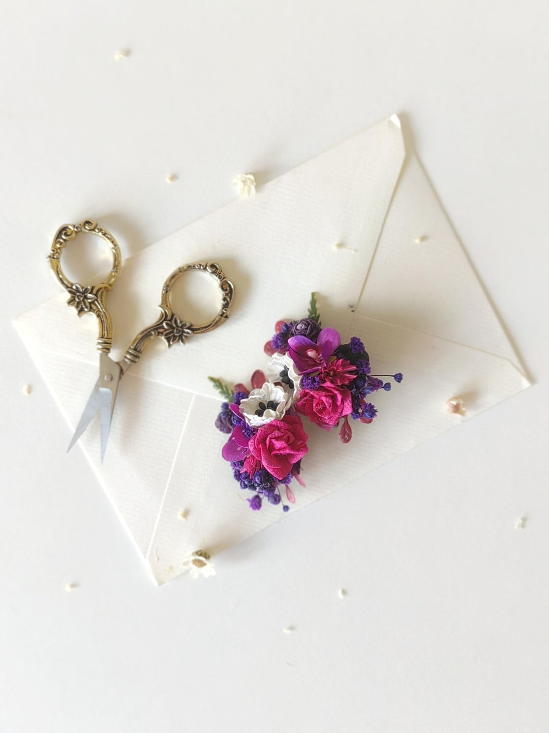 Magenta Flower Stud Earrings: Boho Wedding Jewelry – handmade floral hair accessory by magaela