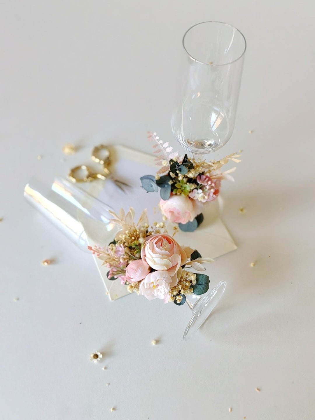 Blush Peony Wedding Glass Decoration: Romantic Bridal Decor – handmade floral hair accessory by magaela