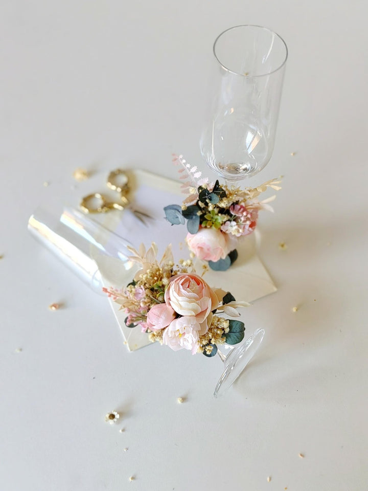 Blush Peony Wedding Glass Decoration: Romantic Bridal Decor – handmade floral hair accessory by magaela