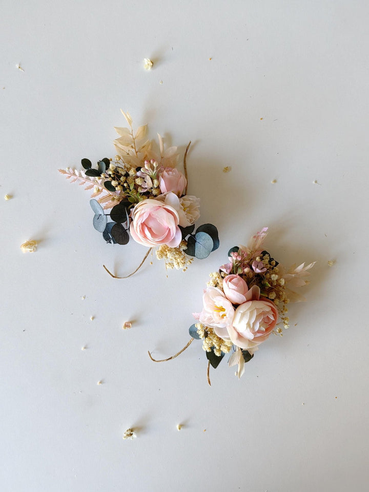 Blush Peony Wedding Glass Decoration: Romantic Bridal Decor – handmade floral hair accessory by magaela