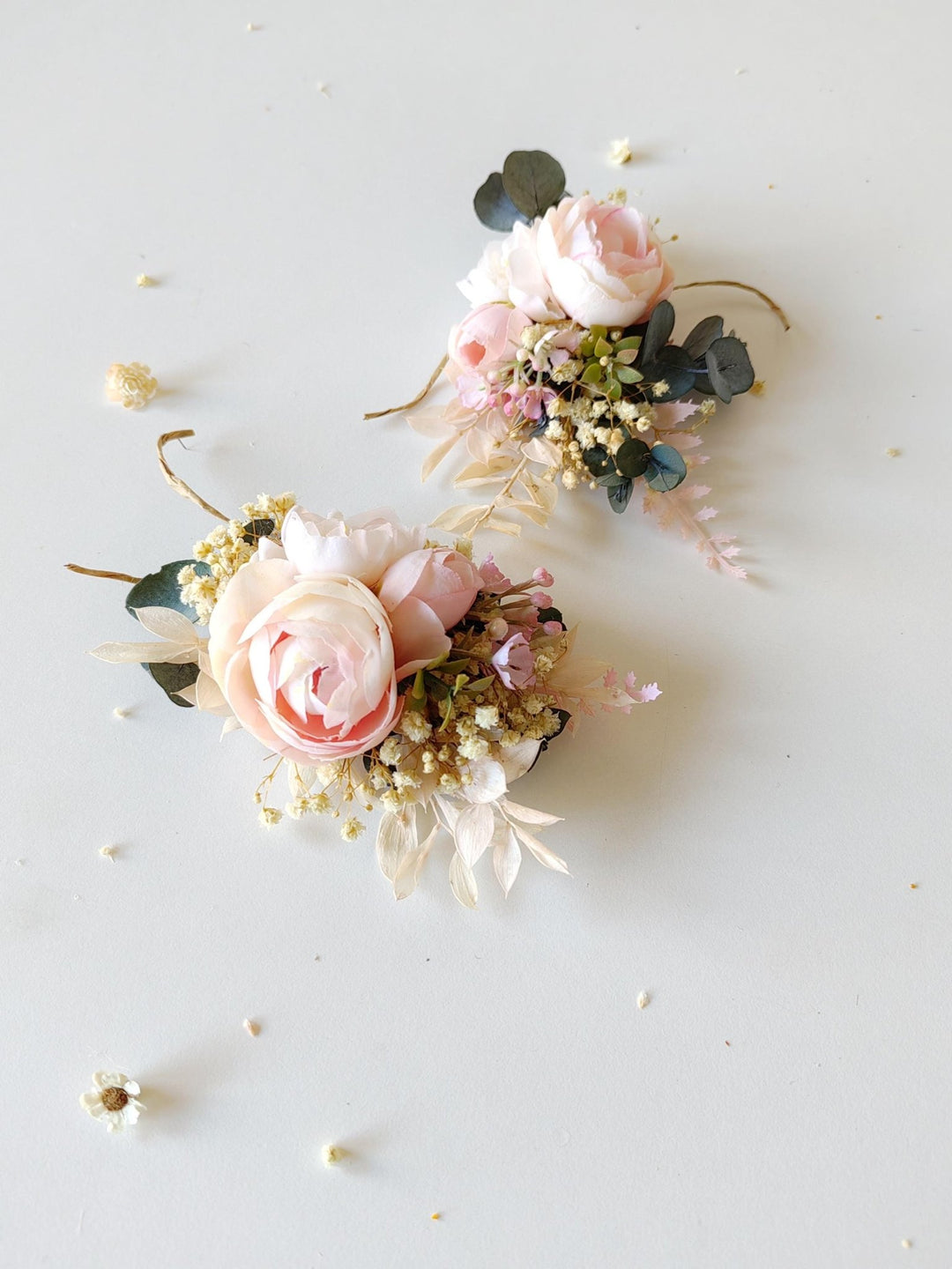 Blush Peony Wedding Glass Decoration: Romantic Bridal Decor – handmade floral hair accessory by magaela