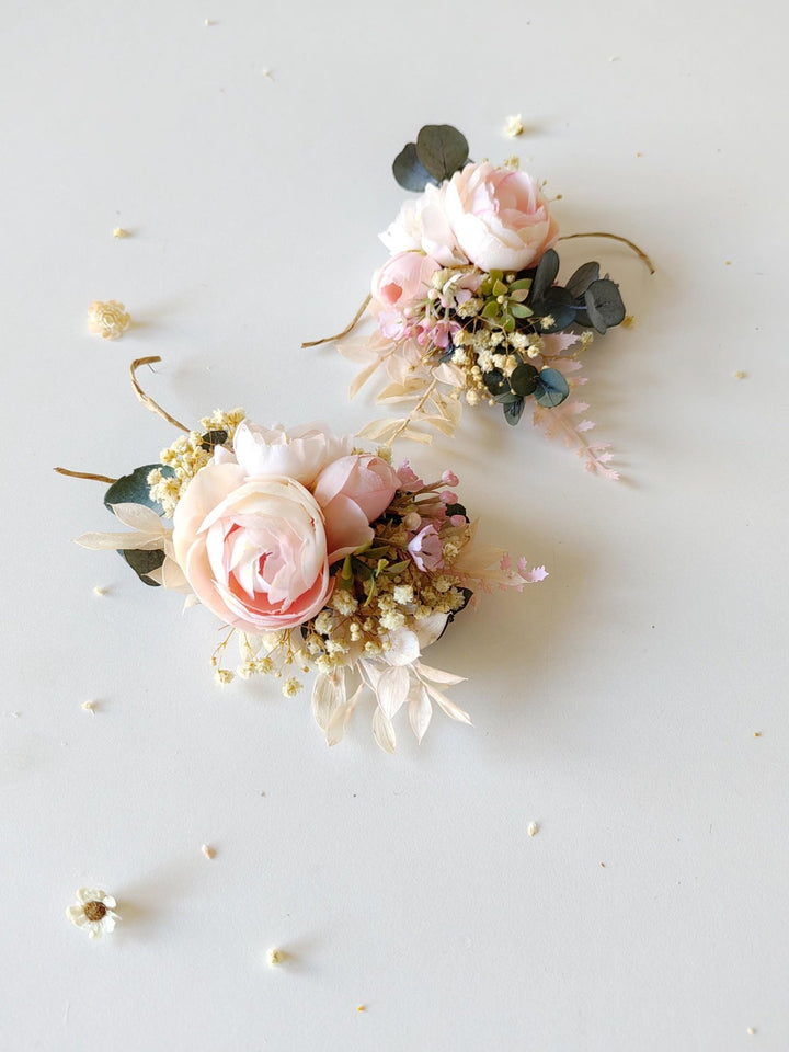 Blush Peony Wedding Glass Decoration: Romantic Bridal Decor – handmade floral hair accessory by magaela